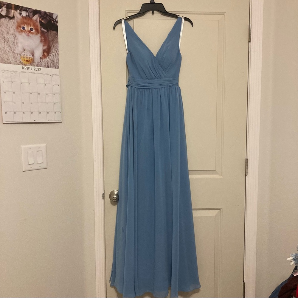 Dusty Blue Floor Length Formal Gown